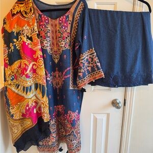 Colorful Patterned Dress and Silk Dupata